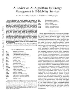 A Review on AI Algorithms for Energy Management in E-Mobility Services