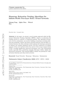 Homotopy Relaxation Training Algorithms for Infinite-Width Two-Layer
  ReLU Neural Networks