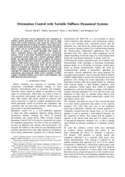 Orientation Control with Variable Stiffness Dynamical Systems