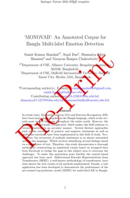 MONOVAB : An Annotated Corpus for Bangla Multi-label Emotion Detection