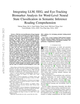 Integrating LLM, EEG, and Eye-Tracking Biomarker Analysis for Word-Level
  Neural State Classification in Semantic Inference Reading Comprehension