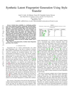 Synthetic Latent Fingerprint Generation Using Style Transfer