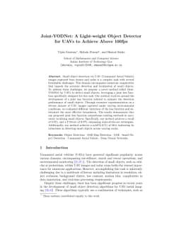 Joint-YODNet: A Light-weight Object Detector for UAVs to Achieve Above
  100fps