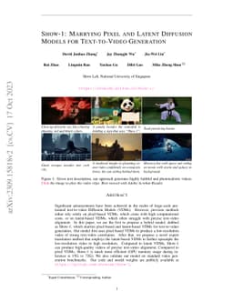 Show-1: Marrying Pixel and Latent Diffusion Models for Text-to-Video
  Generation