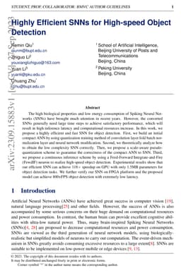 Highly Efficient SNNs for High-speed Object Detection