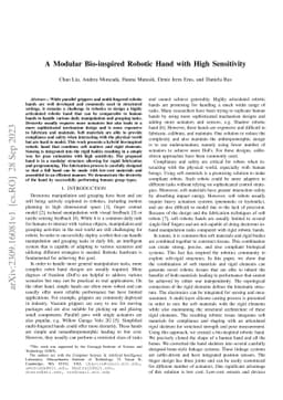 A Modular Bio-inspired Robotic Hand with High Sensitivity