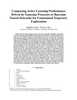 Comparing Active Learning Performance Driven by Gaussian Processes or
  Bayesian Neural Networks for Constrained Trajectory Exploration