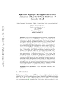 AgEncID: Aggregate Encryption Individual Decryption of Key for FPGA
  Bitstream IP Cores in Cloud