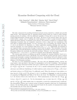 Byzantine Resilient Computing with the Cloud