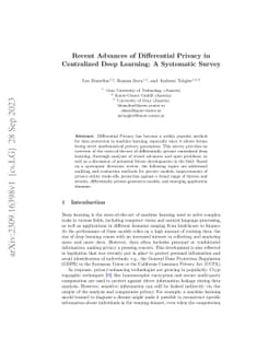 Recent Advances of Differential Privacy in Centralized Deep Learning: A
  Systematic Survey