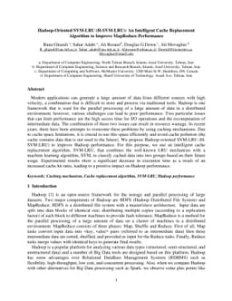 Hadoop-Oriented SVM-LRU (H-SVM-LRU): An Intelligent Cache Replacement
  Algorithm to Improve MapReduce Performance