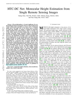 HTC-DC Net: Monocular Height Estimation from Single Remote Sensing
  Images