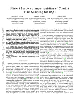 Efficient Hardware Implementation of Constant Time Sampling for HQC