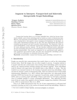 Augment to Interpret: Unsupervised and Inherently Interpretable Graph
  Embeddings