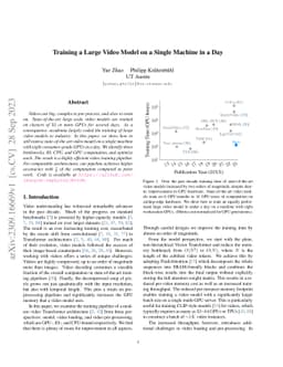 Training a Large Video Model on a Single Machine in a Day
