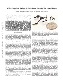 A New 1-mg Fast Unimorph SMA-Based Actuator for Microrobotics
