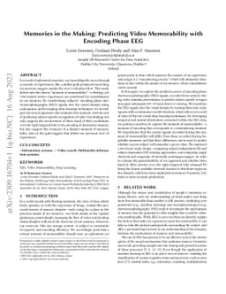 Memories in the Making: Predicting Video Memorability with Encoding
  Phase EEG