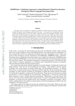 DeBERTinha: A Multistep Approach to Adapt DebertaV3 XSmall for Brazilian
  Portuguese Natural Language Processing Task