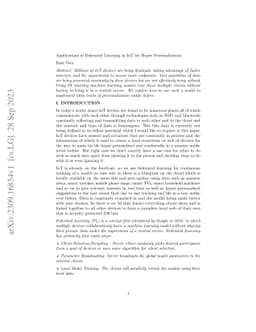 Applications of Federated Learning in IoT for Hyper Personalisation