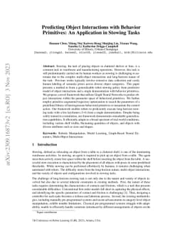 Predicting Object Interactions with Behavior Primitives: An Application
  in Stowing Tasks