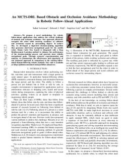 An MCTS-DRL Based Obstacle and Occlusion Avoidance Methodology in
  Robotic Follow-Ahead Applications