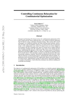 Controlling Continuous Relaxation for Combinatorial Optimization