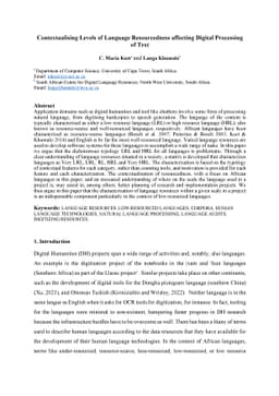 Contextualising Levels of Language Resourcedness affecting Digital
  Processing of Text