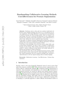 Benchmarking Collaborative Learning Methods Cost-Effectiveness for
  Prostate Segmentation