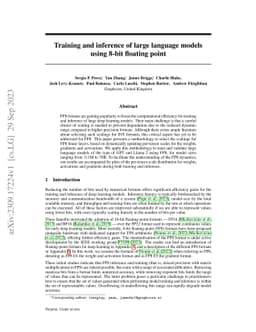 Training and inference of large language models using 8-bit floating
  point