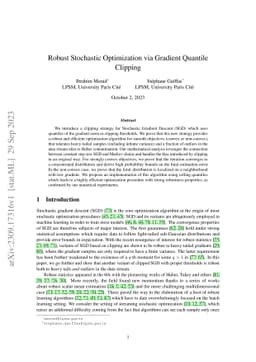 Robust Stochastic Optimization via Gradient Quantile Clipping