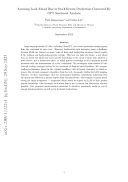 Assessing Look-Ahead Bias in Stock Return Predictions Generated By GPT
  Sentiment Analysis