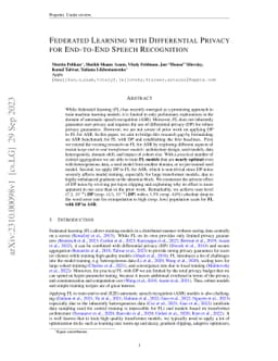 Federated Learning with Differential Privacy for End-to-End Speech
  Recognition