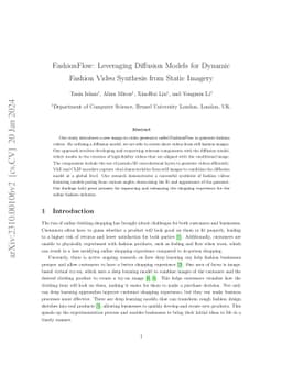 FashionFlow: Leveraging Diffusion Models for Dynamic Fashion Video
  Synthesis from Static Imagery