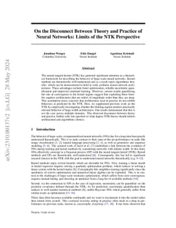 On the Disconnect Between Theory and Practice of Neural Networks: Limits
  of the NTK Perspective