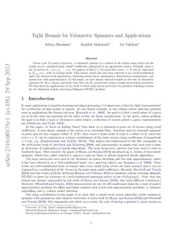 Tight Bounds for Volumetric Spanners and Applications