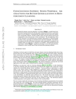 Consciousness-Inspired Spatio-Temporal Abstractions for Better
  Generalization in Reinforcement Learning