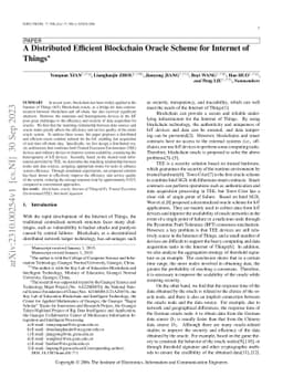 A Distributed Efficient Blockchain Oracle Scheme for Internet of Things