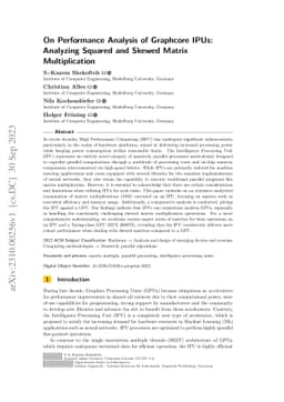 On Performance Analysis of Graphcore IPUs: Analyzing Squared and Skewed
  Matrix Multiplication