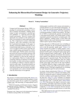 Enhancing the Hierarchical Environment Design via Generative Trajectory
  Modeling