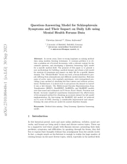 Question-Answering Model for Schizophrenia Symptoms and Their Impact on
  Daily Life using Mental Health Forums Data