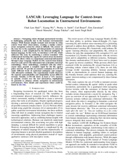 LANCAR: Leveraging Language for Context-Aware Robot Locomotion in
  Unstructured Environments