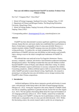 Nine-year-old children outperformed ChatGPT in emotion: Evidence from
  Chinese writing