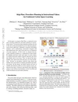 Skip-Plan: Procedure Planning in Instructional Videos via Condensed
  Action Space Learning