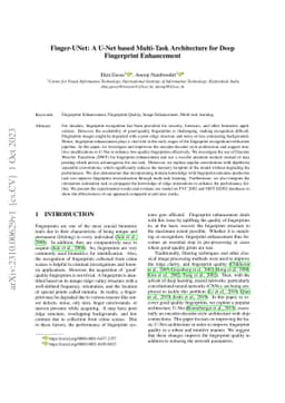 Finger-UNet: A U-Net based Multi-Task Architecture for Deep Fingerprint
  Enhancement