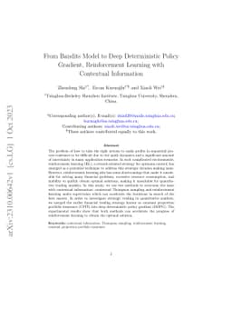 From Bandits Model to Deep Deterministic Policy Gradient, Reinforcement
  Learning with Contextual Information
