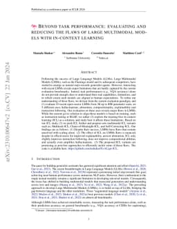 Beyond Task Performance: Evaluating and Reducing the Flaws of Large
  Multimodal Models with In-Context Learning