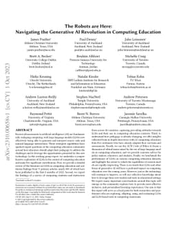 The Robots are Here: Navigating the Generative AI Revolution in
  Computing Education