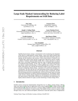 Large Scale Masked Autoencoding for Reducing Label Requirements on SAR
  Data