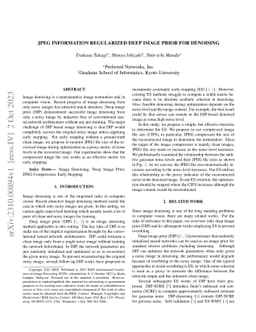 JPEG Information Regularized Deep Image Prior for Denoising