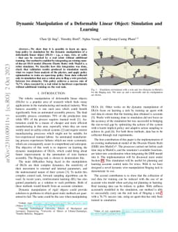 Dynamic Manipulation of a Deformable Linear Object: Simulation and
  Learning